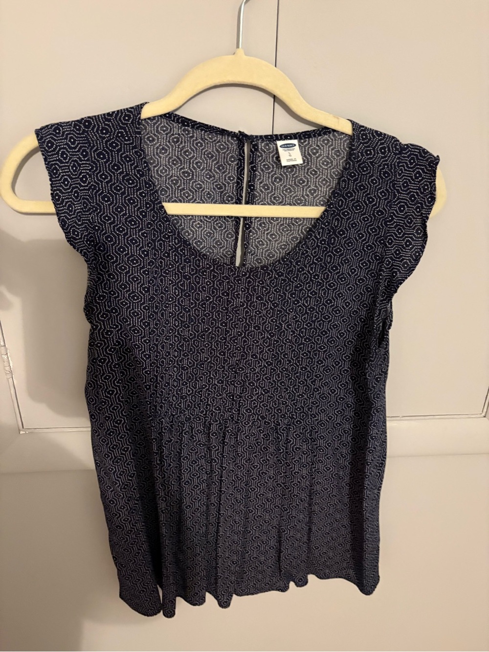 Old Navy Navy Geometric Cap-Sleeve Tunic
